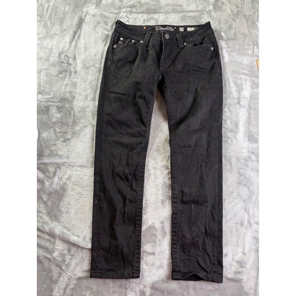 Miss Me Signature Rise Skinny Jeans Women's Size 29 Black Embellished Pockets